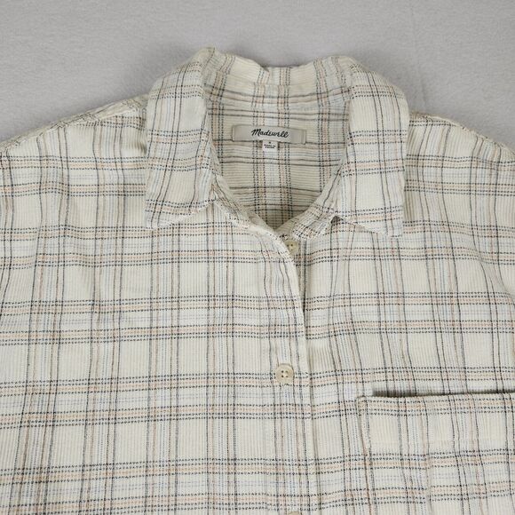 MADEWELL Ex-Boyfriend Corduroy Plaid Flannel Shirt MC063 Small Oversized Baggy - Picture 5 of 16
